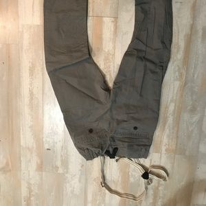 Boys grey cotton pants w suspenders